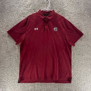 Carolina Gamecocks Polo Shirt Mens 2XL‎ XXL Red Under Armour NCAA Football Loose